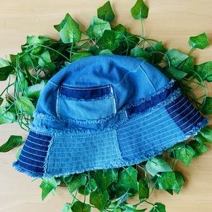 SHEIN denim patch bucket hat